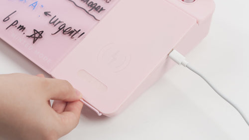 Video Minted Mode Pink color Desktop Whiteboard with 15W built in fast wireless charger